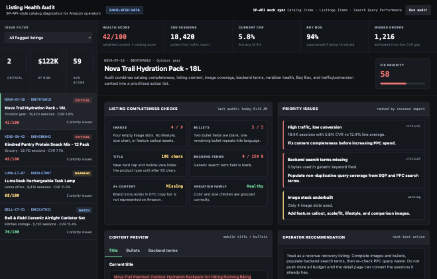 Listing Health Audit screenshot